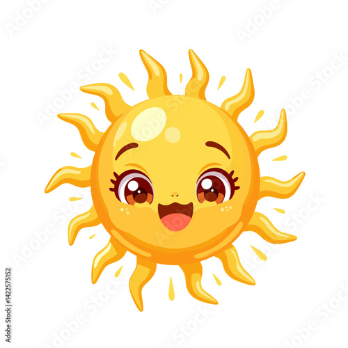 Cheerful cartoon sunrise vector smiling, joyfulness and positivity concept
