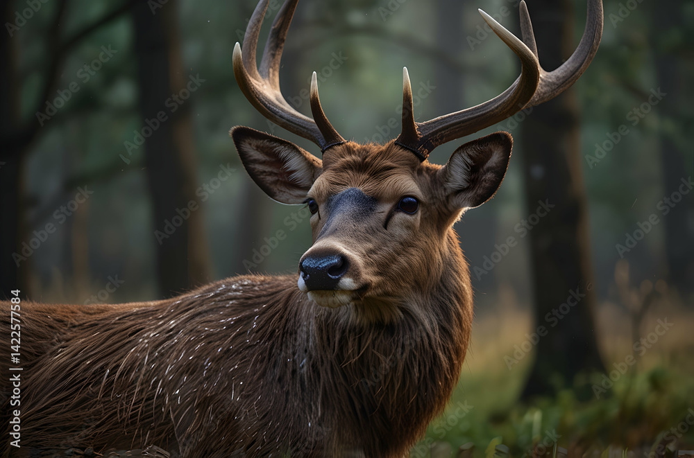 Fototapeta premium Sambar Deer Close-Up