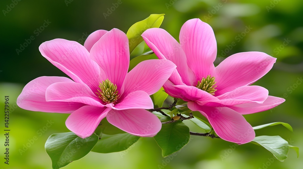 Fototapeta premium Stunning Pink Magnolia Blossoms Close Up Spring Flowers