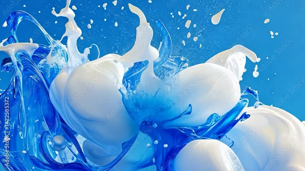 Milk and Blue Splash Abstract