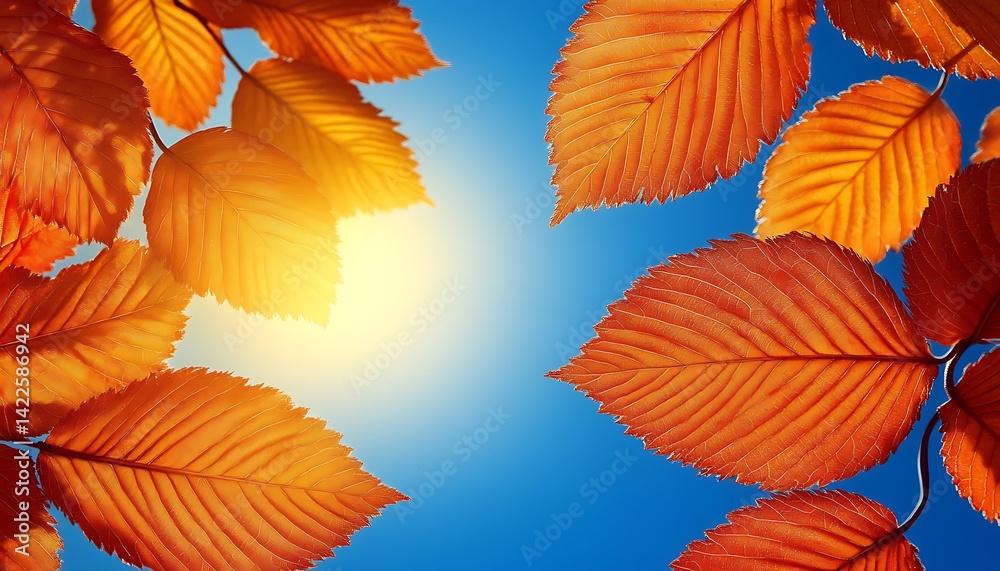 Fototapeta premium Autumn Leaves Against Blue Sky