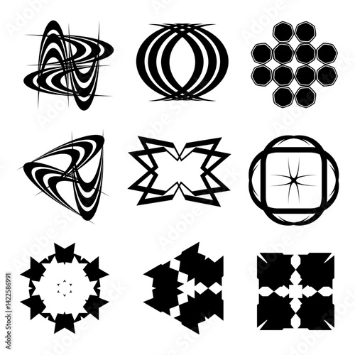 Set of simple vector logos in black and white
