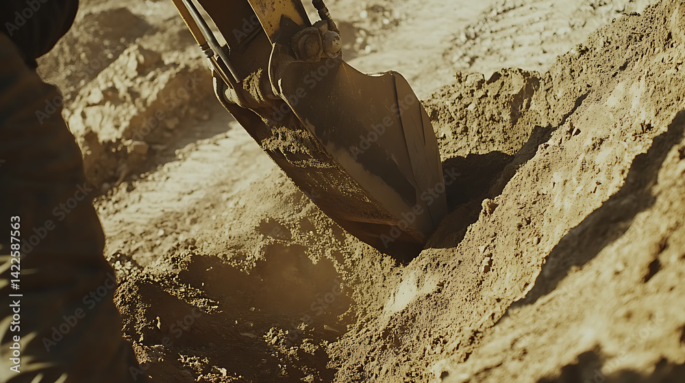 Excavator Bucket Digging into Sand Excavator Bucket Digging into Sand