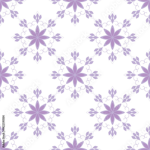 Soft purple geometric blossom pattern for fabric and background.