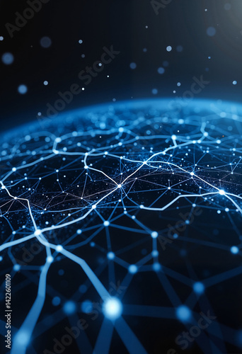 Global network connections on blue digital sphere