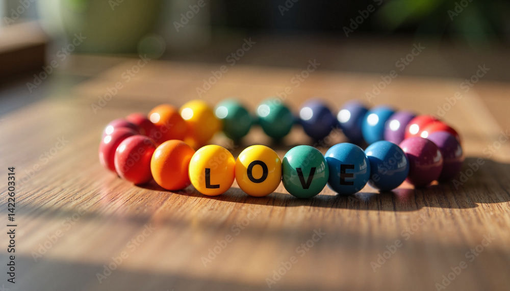 Rainbow bracelet showcasing creativity with colorful paints on wood