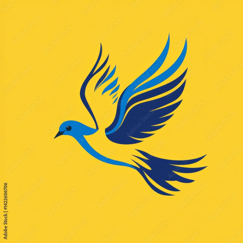 Fototapeta premium Flying dove in continuous one line drawing, symbol of peace and freedom in simple linear style
