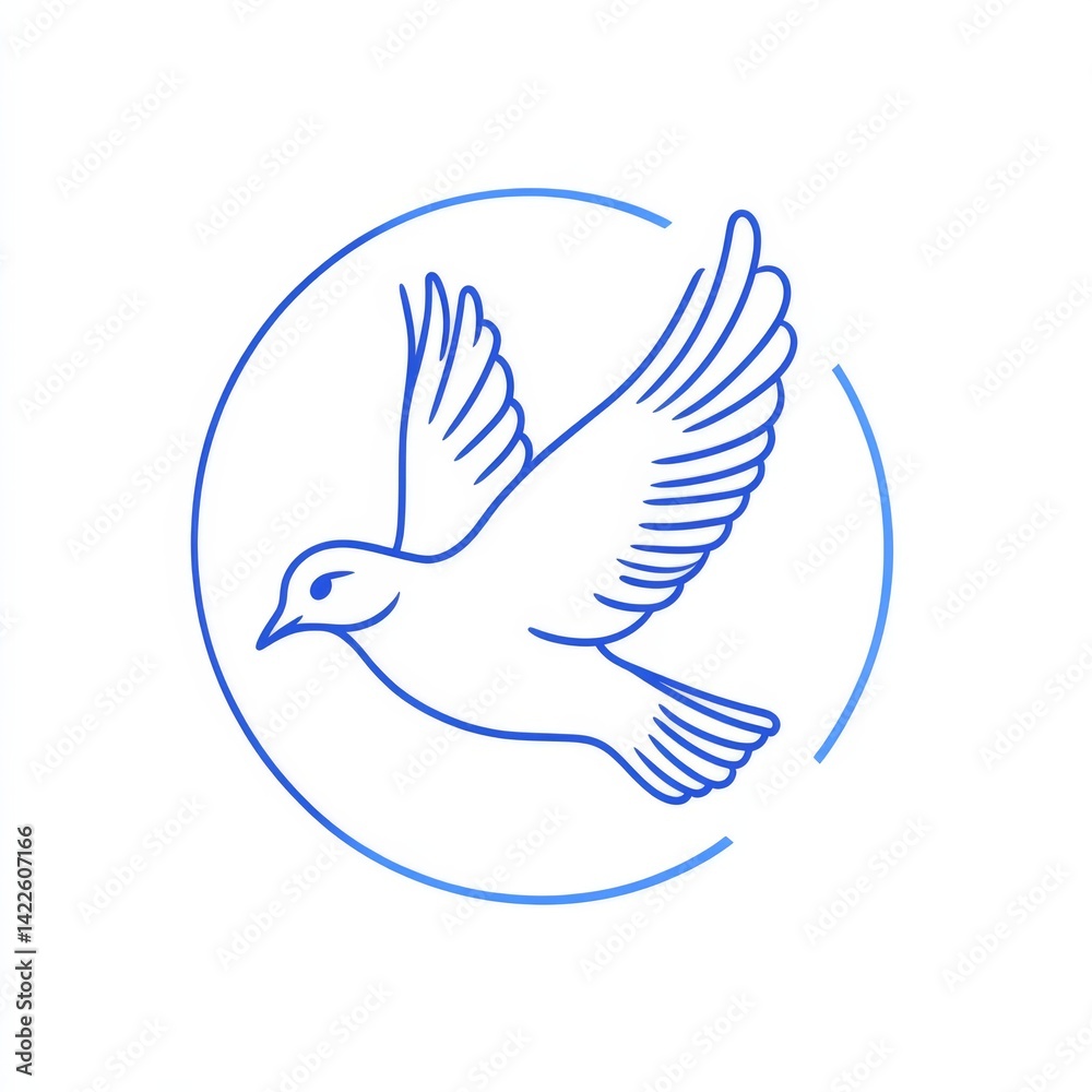 Obraz premium Flying dove in continuous one line drawing, symbol of peace and freedom in simple linear style