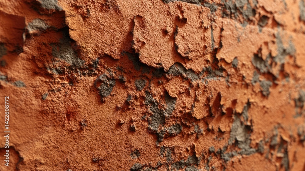 Fototapeta premium Peeling Brown Wall Texture Background with Cracked Surface Close Up