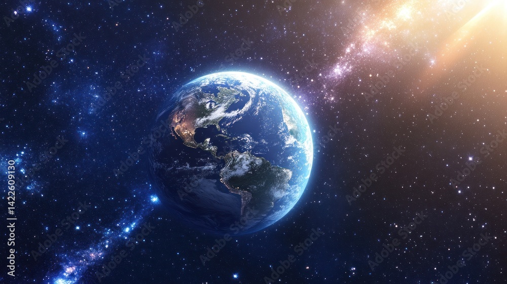 Obraz premium Earth, a celestial body, in the vastness of space.