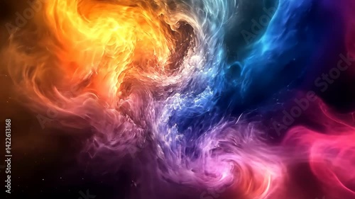 Wallpaper Mural Colorful abstract nebula cloud swirling in outer space against a starfield backdrop Torontodigital.ca