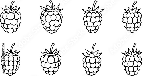 Modern outline icon of a juicy blackberry, a healthy food for eating, featuring a black dewberry, mulberry, isolated bramble fruit with a thin line
