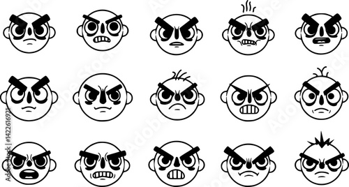A cartoon face with a modern suspecting emoji features squinted eyes and a sullen expression, characterized by a closed mouth with downward curved corners, symbolizing doubt and isolated on a white