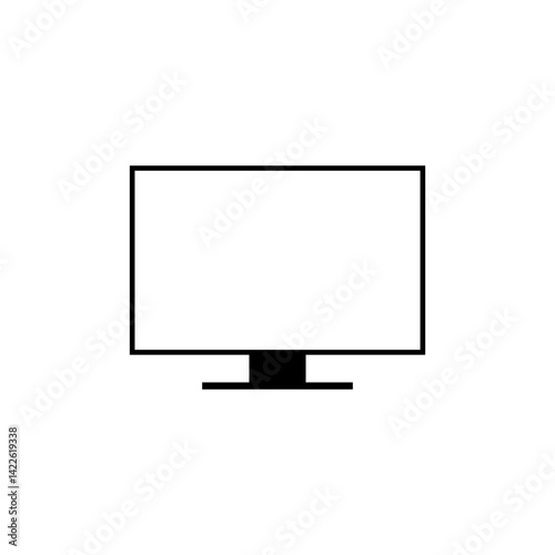 Computer monitor icon in frameless. Pc screen, display sign symbol