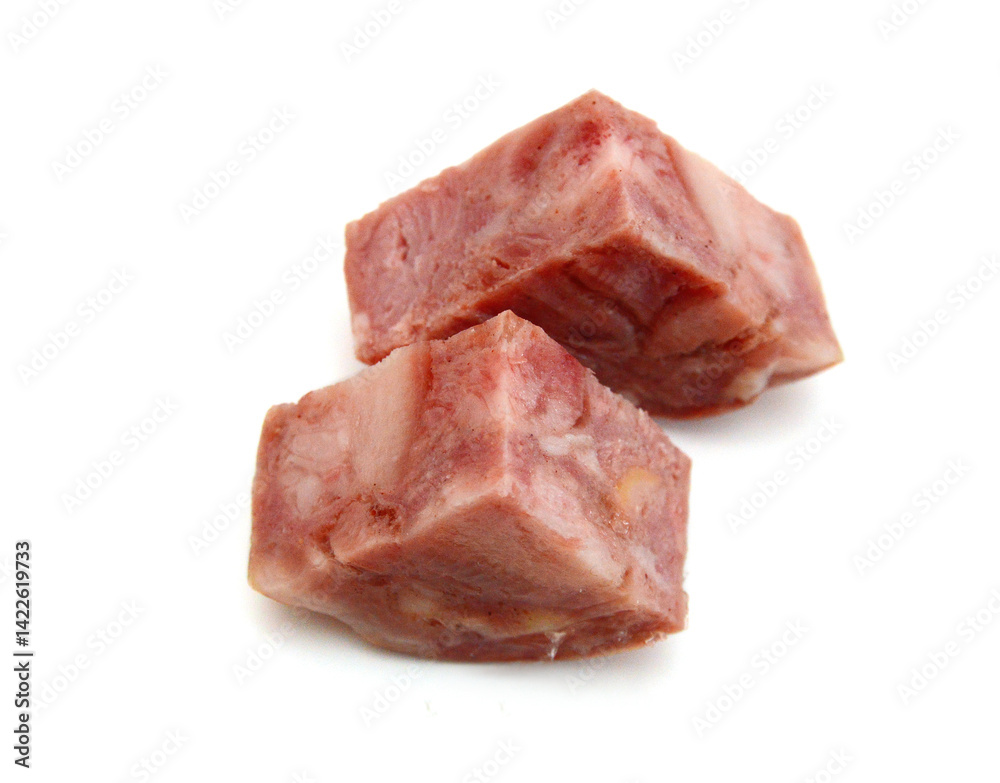 Front view of folded slice of lean pork ham Front view of folded slice of lean pork ham