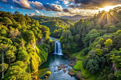 Drone Shot: New Zealand Bush, Hatea River, Whangarei Falls