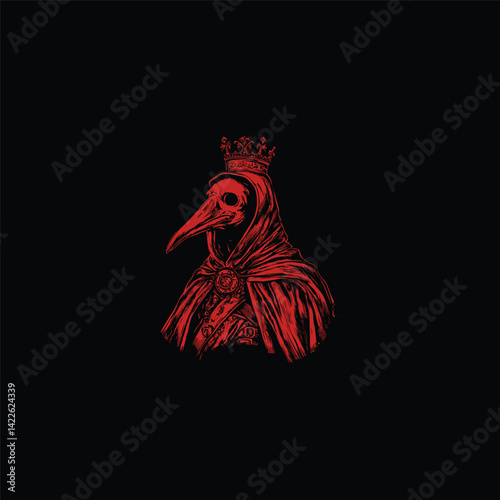 Plague doctor with crown design vector template vintage illustration
