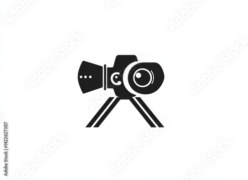  black and white logo design of a movie camera
