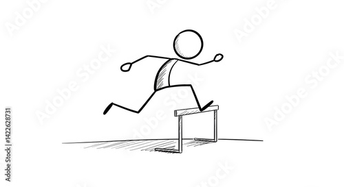 Stick Figure Jumping Over Hurdle
