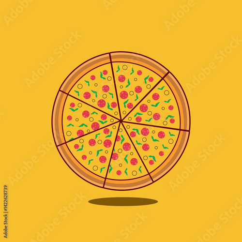 flat design pizza circle according to portion