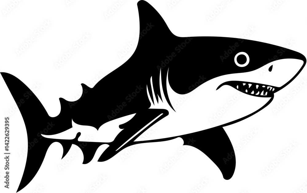 Obraz premium shark silhouette with white background