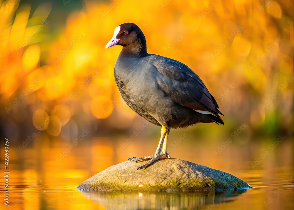 Eurasian Coot in Stunning Landscape, Wildlife Photography, Birds Eurasian Coot in Stunning Landscape, Wildlife Photography, Birds