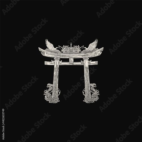 Royal torii gate japan design vector template illustration