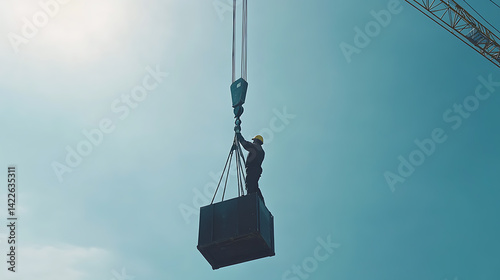 Construction Worker Operating Crane