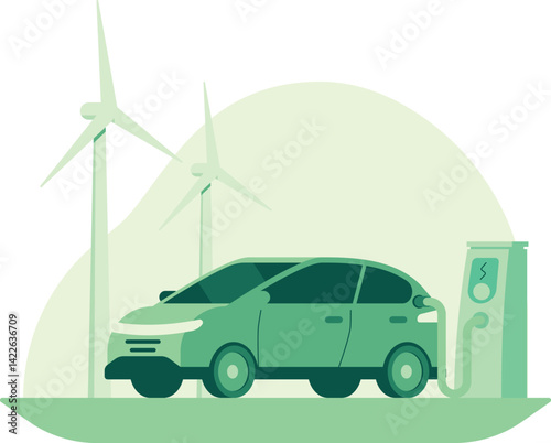 Illustration Electric Car Charging