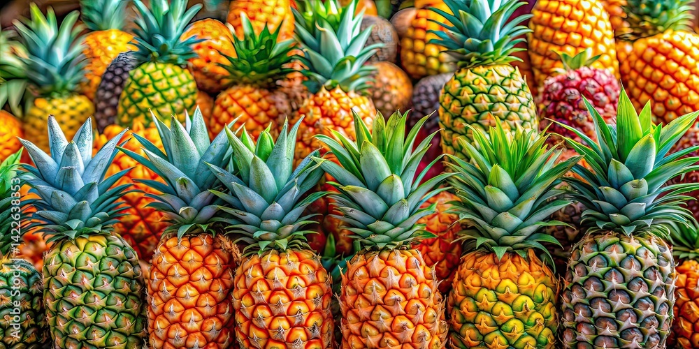 Fresh Pineapples, Philippine Market, Sale, Produce, Tropical Fruit Fresh Pineapples, Philippine Market, Sale, Produce, Tropical Fruit