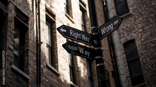 Street Sign Indicating Right Way and Wrong Way Directions