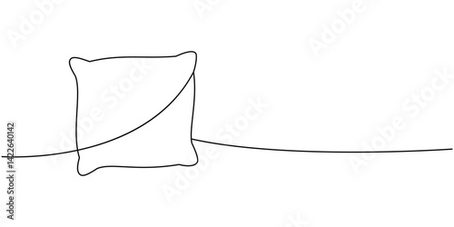 Orthopedic pillow one line continuous drawing. Comfortable pillow for sleep. Vector illustration.