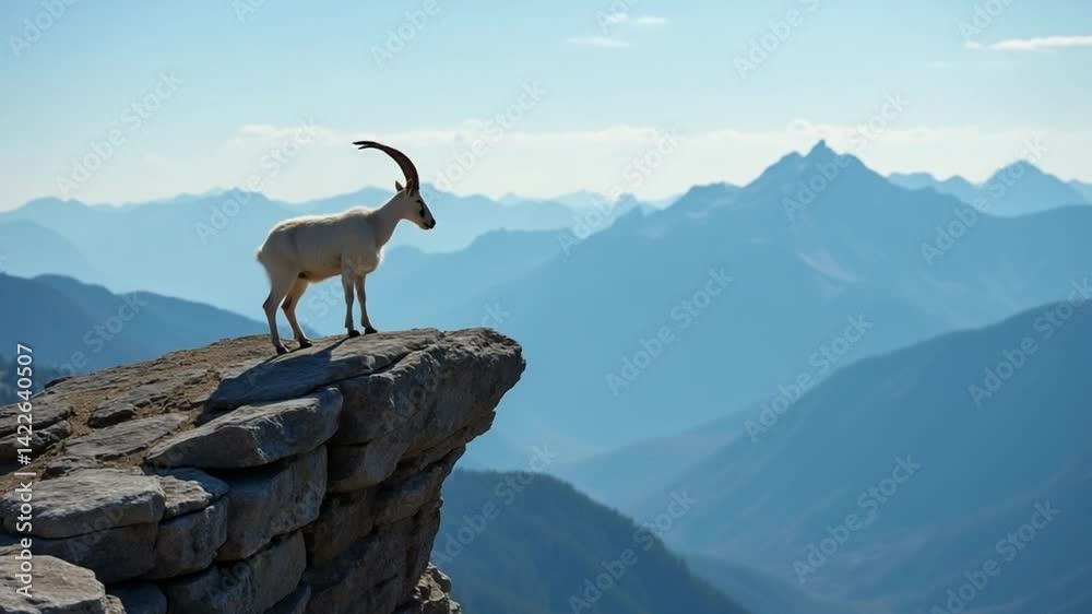 Mountain Goat Standing on Cliff Edge Mountain Goat Standing on Cliff Edge