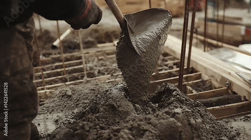 Obraz na płótnie Concrete Being Poured at Construction Site w salonie