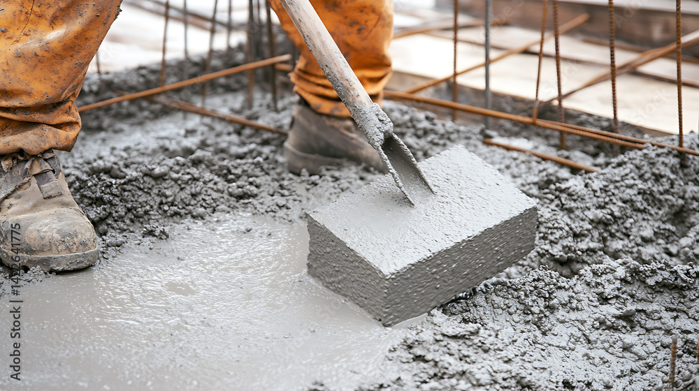 Concrete Pouring at Construction Site