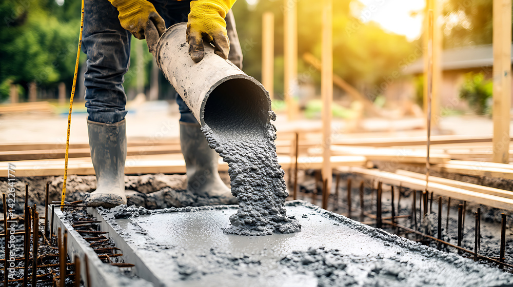 Concrete Pouring at Construction Site