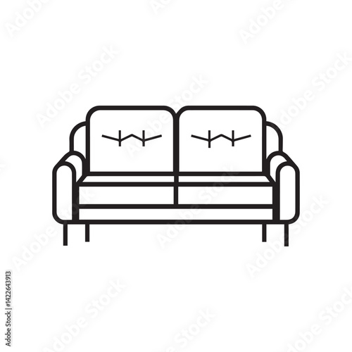 a modern sofa black and white illustration icon design.