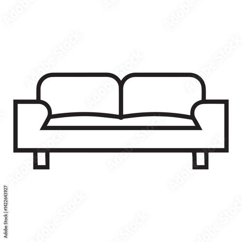 a modern sofa black and white illustration icon design.