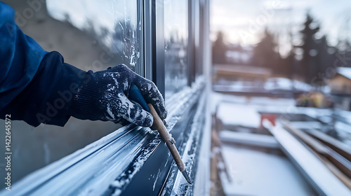 Hand Painting a Window Frame in Winter
