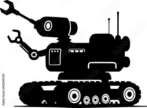 Mars rover icon. Moon rover. Black silhouette. Side view. Vector