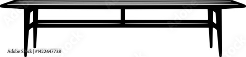 Bench icon. Black silhouette. Front side view. Vector