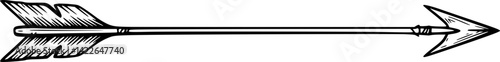 Bow arrow icon. Black outline linear silhouette. Editable strokes. Front side view. Vector