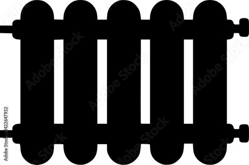 Heating battery icon. Black silhouette. Front side view. Vector