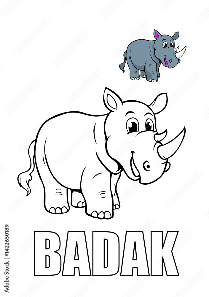 Obraz premium rhino coloring book