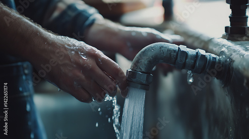 Person Adjusting a Leaking Water Faucet
