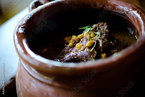 Traditional Clay Pot with Bulalo and Tender Beef Shanks with Corn