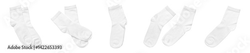 Obraz na płótnie White socks isolated on white, set. Top view w salonie