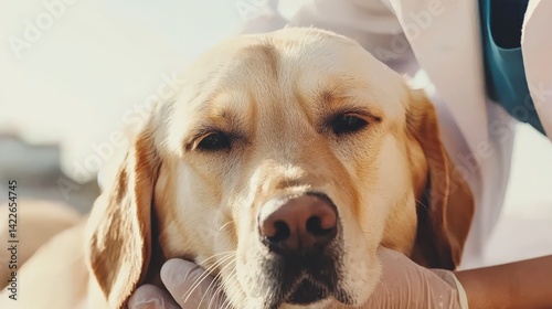 Veterinarian Gently Examining Dog's Ears During Routine Check-Up