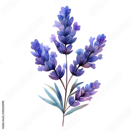 Watercolor Lavender Floral Illustration Botanical Art Print