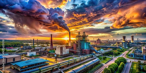 Industrial Landscape Photography, Factory, Sky, Clouds, Steel, Modern, Architecture, Cityscapes, Majestic, Stunning